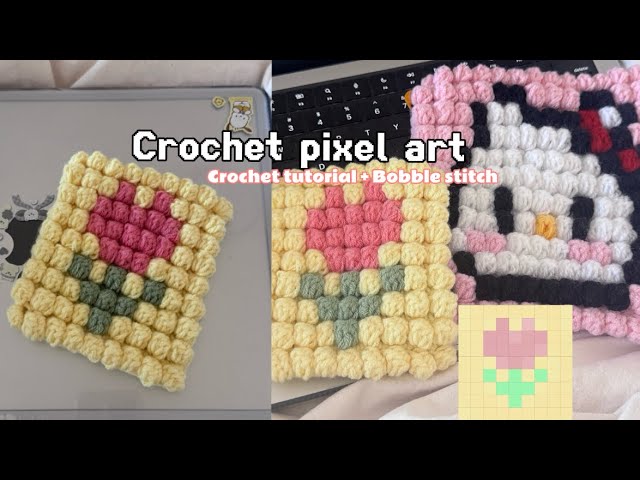 Cómo tejer un tapiz en punto burbuja a crochet | pixel art a crochet | explicado |
