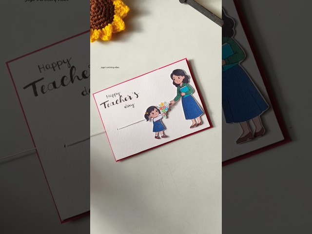 DIY Happy Teachers Day Thread sliding Card 💛 #diy #teachersday #craft #diycard #youtubeshorts