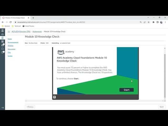 AWS Cloud Foundations -  Module 10 - Knowledge Check - Anand K