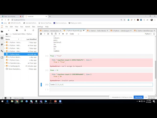 11. Python in Tamil - Reserved Keywords