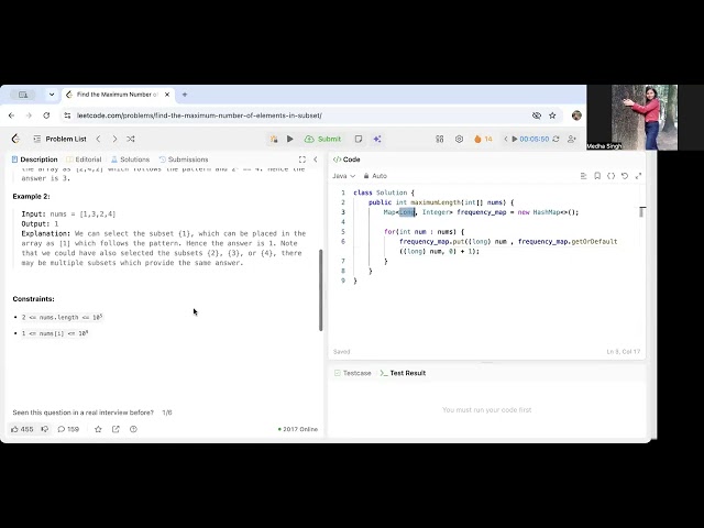 LeetCode 3020 | Find the Maximum Number of Elements in Subset | Greedy | Time and Space Complexity