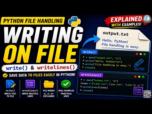 Writing to a File in Python | write() & writelines() Explained  | File Handling Tutorial