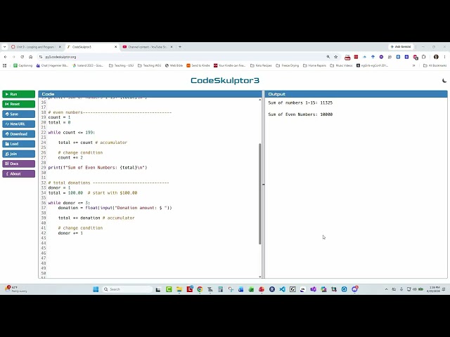 CS1030 M5 U9 Python WHILE loop and accumulators