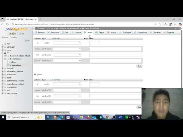 How to create a database, table and insert data using phpMyAdmin