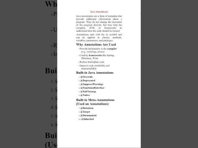 Java annotations | java interview question #corejava #javainterview #interview #javatech #shorts