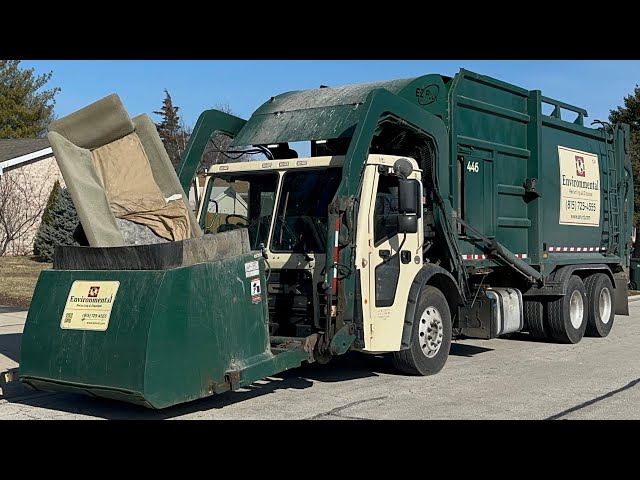 2 Lid Flipping Curotto Can Garbage Trucks in the Southwest Suburbs