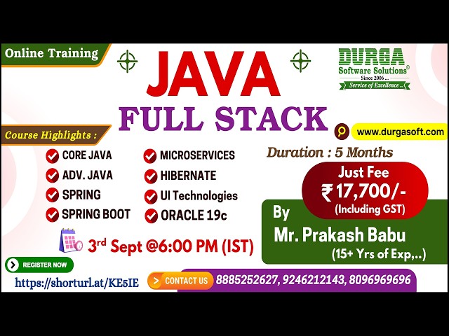 JAVA FULL STACK Online Training @ DURGASOFT