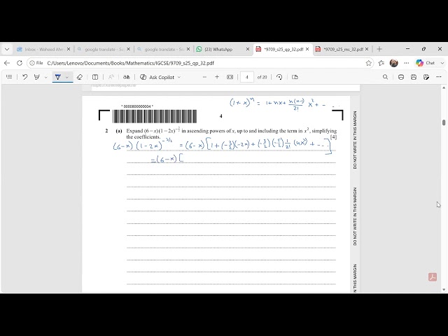 9709/32/m/j/2025 Q1 - Q4 Cambridge International AS & A Level Math Paper 3 Pure Math 3