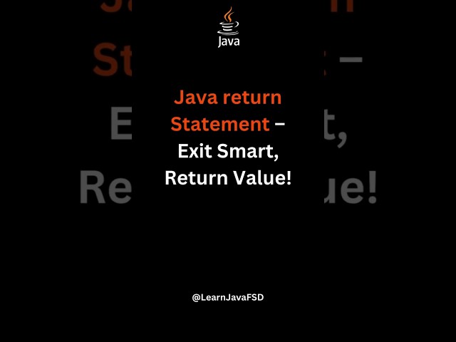 Java return Statement | Exit a Method & Return Values Easily #java #coding #learning #programming