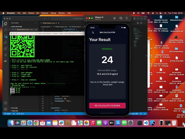 BMI Calculator mobile app built with React Native and Expo