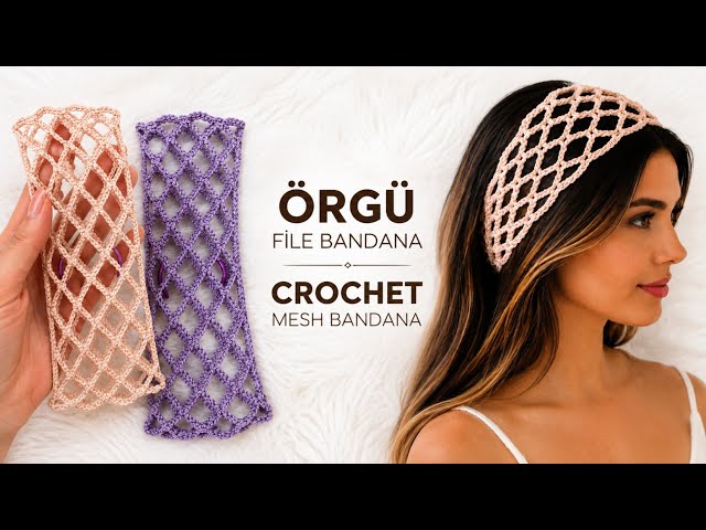Easy Crochet Mesh Bandana/ file bandana  | Step-by-Step Tutorial