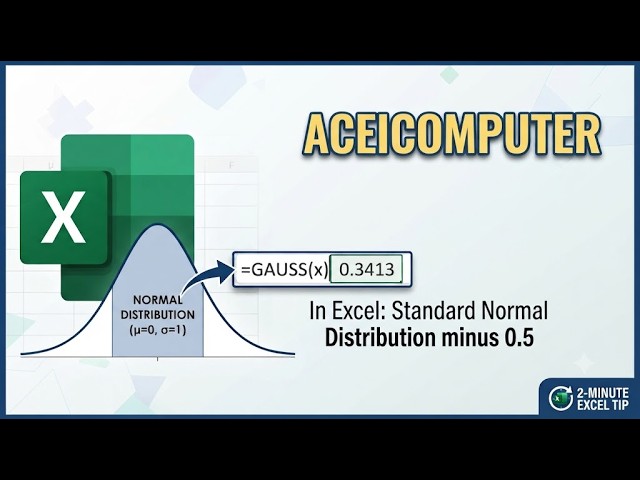 #aceicomputer  Excel में GAUSS Function क्या है? | Complete Guide in Hindi  Learn Excel GAUSS
