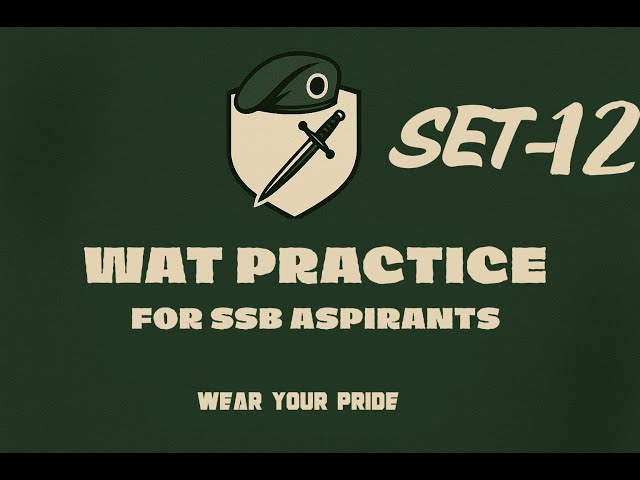 🪖 SSB WAT Practice Set-12| Word Association Test | Practice & Improve Your Psychology Test Skills