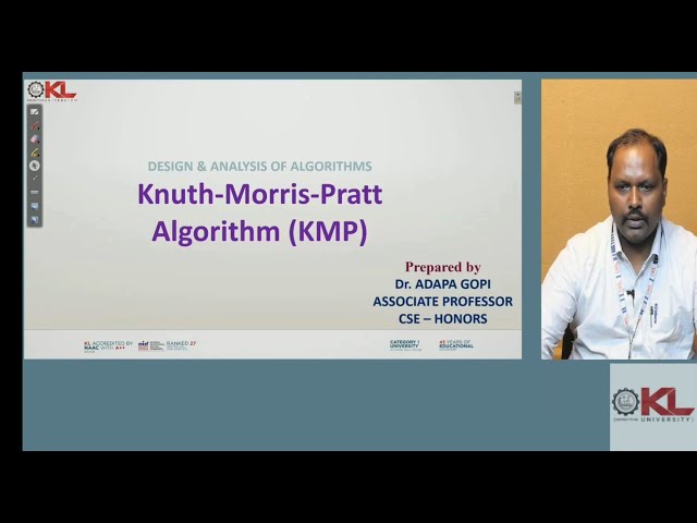 Dr.  ADAPA GOPI KMP (Knuth-Morris-Pratt) ALGORITHM