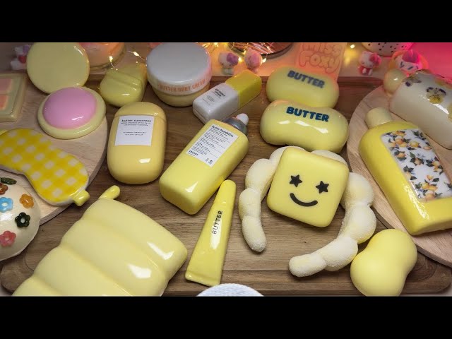 Butter-Themed Beauty Products ASMR | Wax & Nail Polish Cracking (No Talking) 