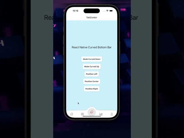 Demo React Native Curved Bottom Bar #demo #reactnative #curvedbottomtabbar #shorts