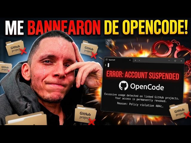 Por mis proyectos de GitHub, Opencode me banneo... por 8hrs :(