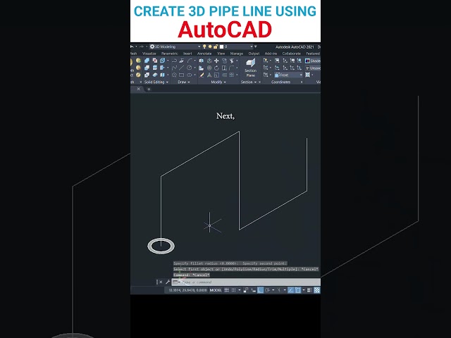 Create 3D PIPE Line Using AutoCAD #autocad #tutorial #autocadtips