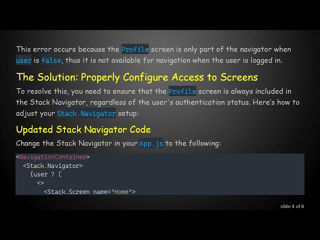 Fixing the NAVIGATE Error in React Native Stack Navigation