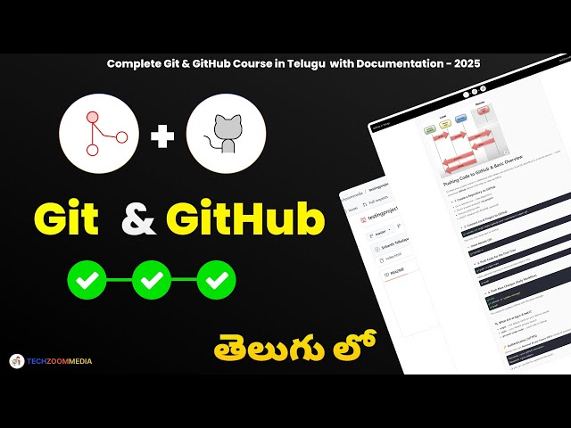 Git & GitHub Full Course Part 3 in Telugu | Advanced Git, PRs, Tags, Releases, Rebase TechZoomMedia