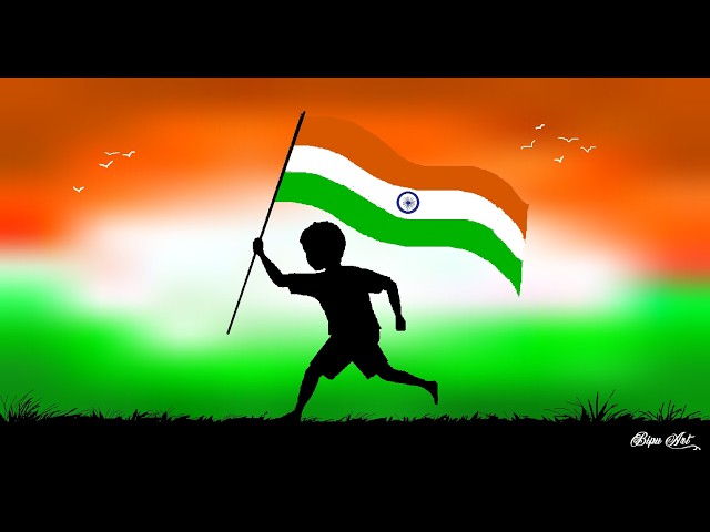 Independence Day Drawing | How to Draw in Ms Paint | drawing in paint in computer | scenery drawing