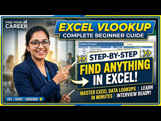 Learn VLOOKUP in Excel | Excel for Beginners | Complete VLOOKUP Tutorial in Hindi | Find Your Career