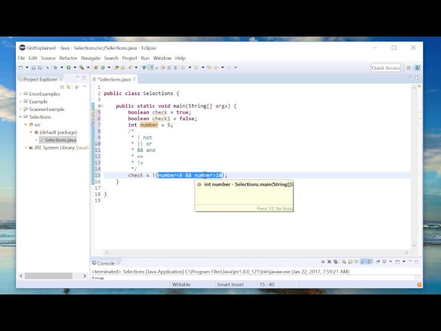 Selections in Java
