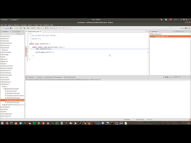Tableau 2 dimensions en java I