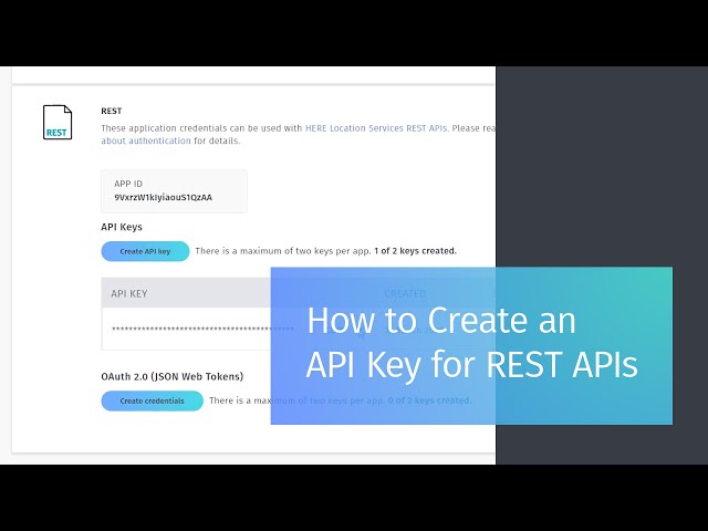 How to Create an API Key for REST APIs