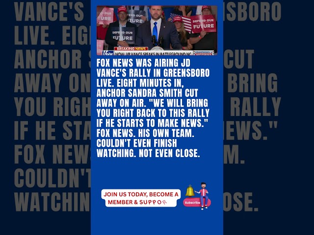 Fox News Cuts Away From JD Vance's Own Rally After Just 8 Minutes: "If He Starts to Make News"