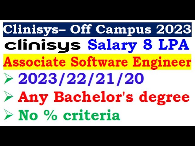 Clinisys is hiring 2023/22/21/20 Batch | Required Skills? | Salary 8 LPA | Selection Process