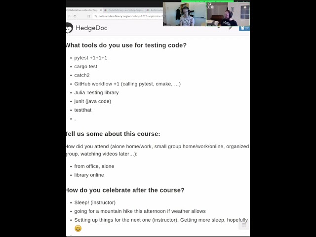 6.1 Day 6 icebreakers and intro - CodeRefinery 2023 Sep