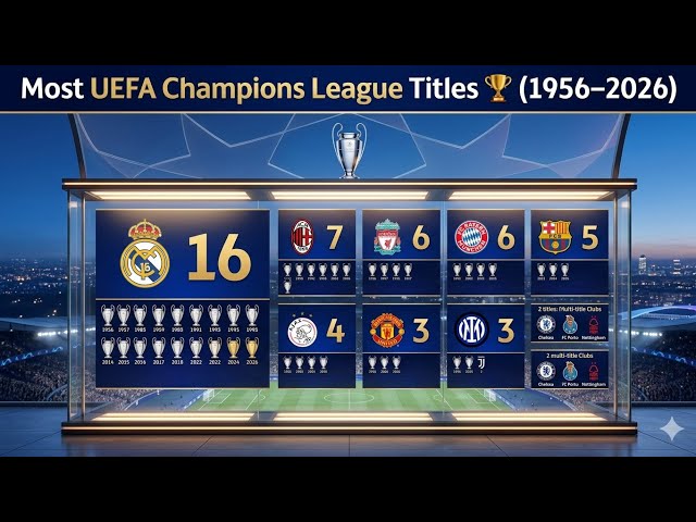 Most UEFA Champions League Titles (1956–2026) | Real Madrid Dominates! 🤯