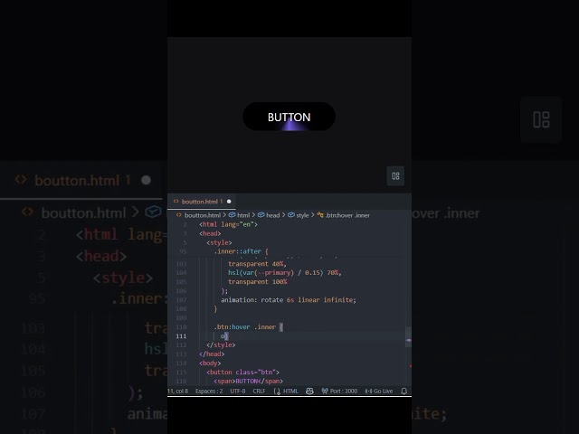 button with hover effect using css html #shorts #cssanimation #trending #coding