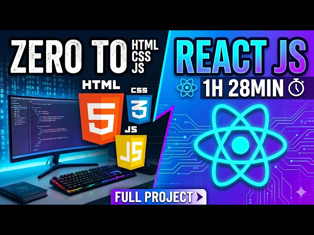 Code HTML, CSS, JS & React JS From Scratch in Under 1 Hour 30 Mins!