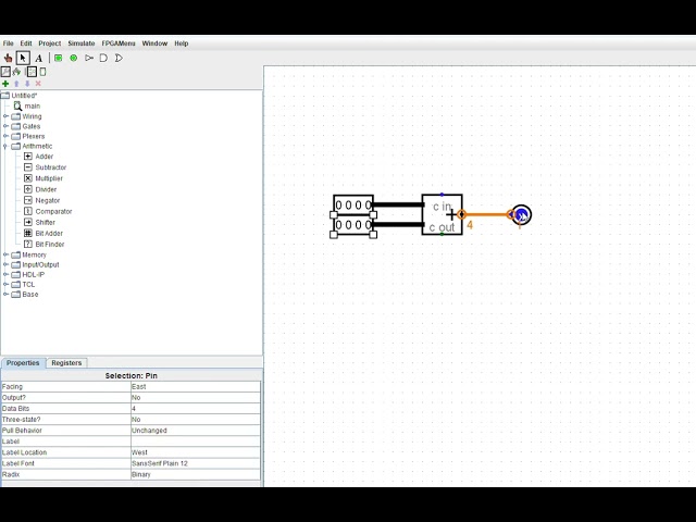 4 bit adder in Logisim