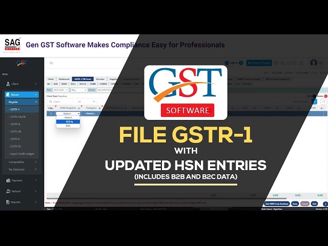 Gen GST Software: File GSTR-1 with Updated HSN Entries (Includes B2B and B2C Data) | SAG Infotech