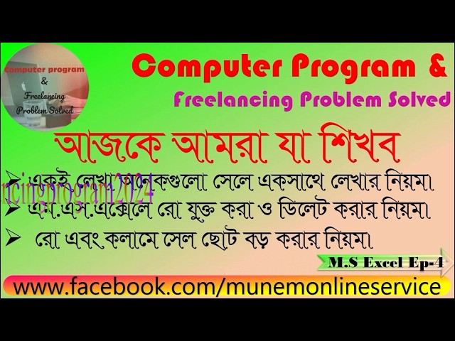 Ms Excel Ep--4 || computer program & freelancing problem solving |