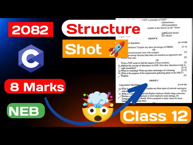 Class 12 Structure in C for 8 marks | C programming | NEB - Computer Science