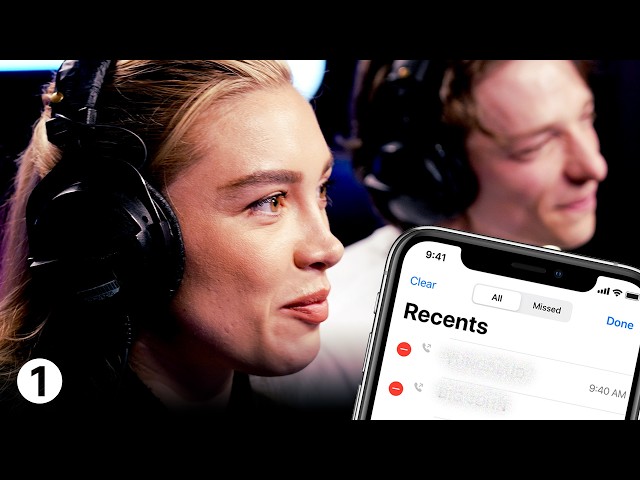 Florence Pugh & Mike Faist call their famous friends - are they sitting or standing?
