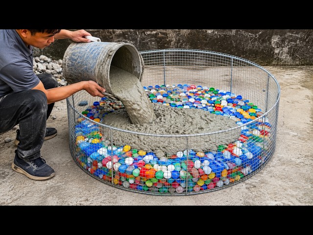 Recycling Bottle Caps and Cement / Easily Turn Bottle Caps into Unique Cement Planters
