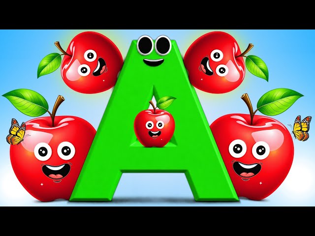Fun ABC Cartoon Rhymes | Colorful Alphabet Song for Kids | A is For Apple | ABC Nursery Rhymes