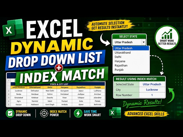 Excel Dynamic Drop Down List + INDEX MATCH Formula | Advanced Excel Tutorial in Hindi