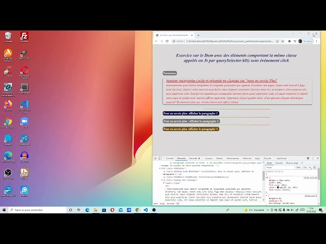TP javascript : exercice sur QuerySelectorAll() avec une boucle forEach()