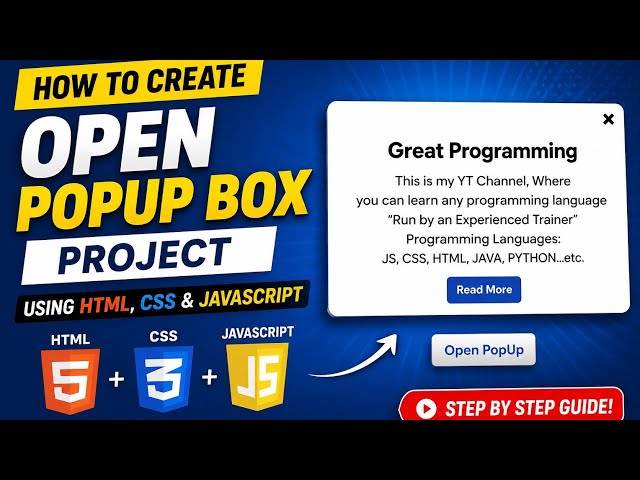 Create Open Popup Box in JavaScript | HTML, CSS, JS Project 