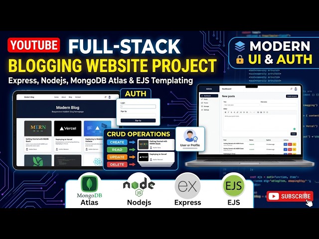 CRUD Blogging Website Project | Express, Nodejs, MongoDB Atlas & EJS Templating | Modern UI & Auth