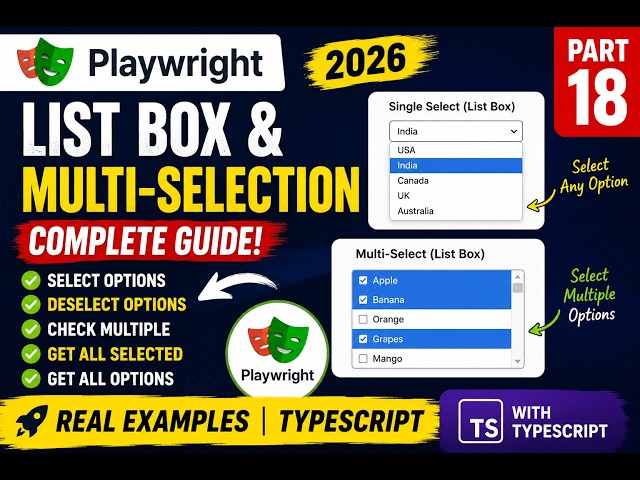 36. Handling List Box & Multi-Selection Box in Playwright | Playwright TypeScript 2026
