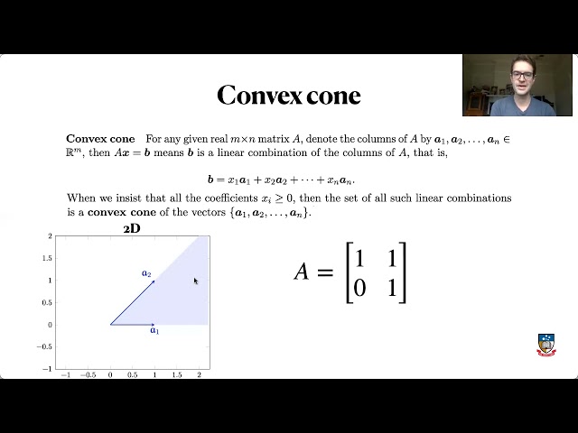 Convex cones and Farkas' lemma