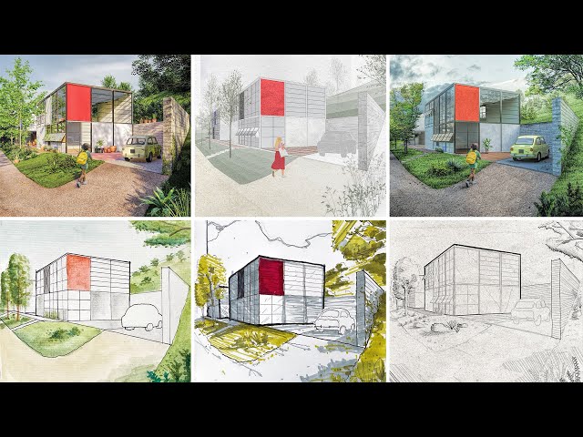 1 Project and 6 Different Visualization Styles in Architecture