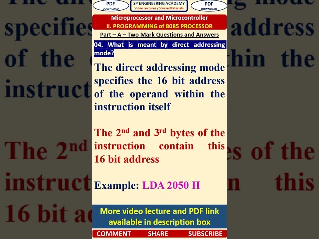 04MP2   Microprocessor and Microcontroller   What is meant by direct addressing mode